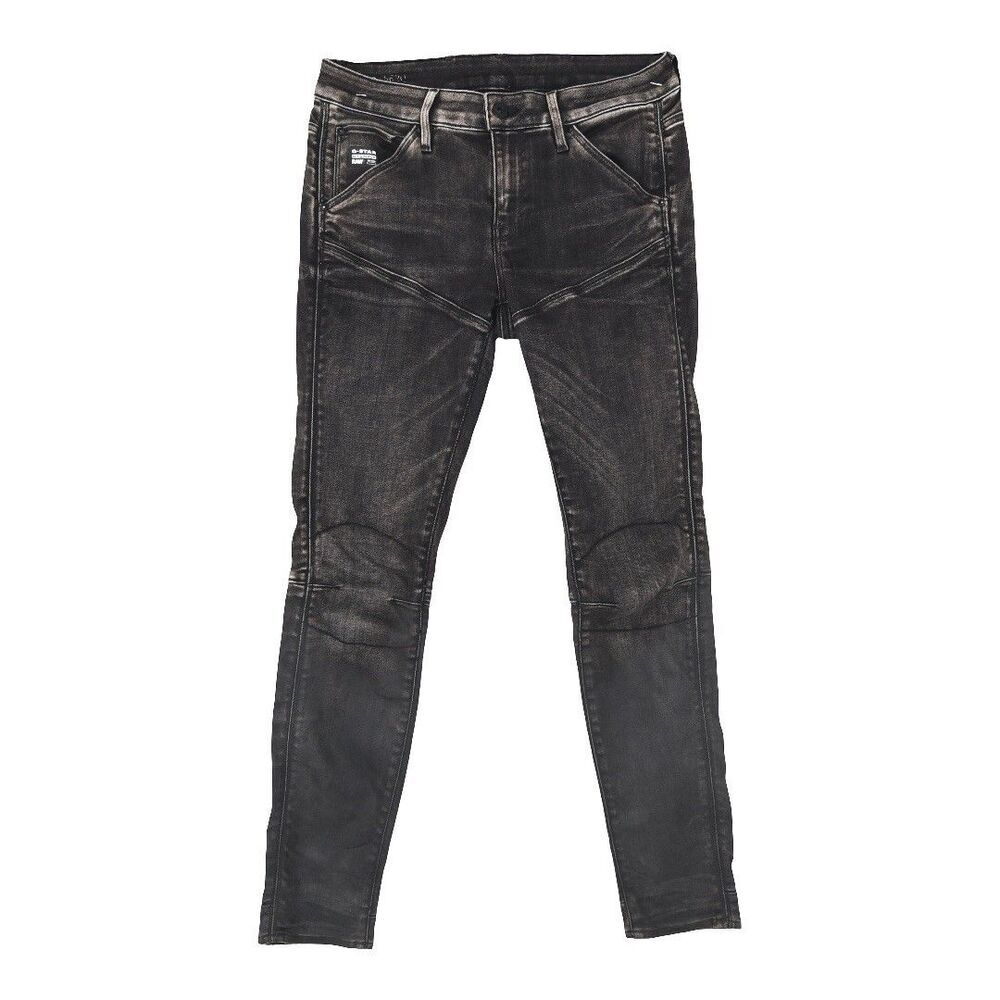 G-Star RAW 5620 Mid Skinny Moto Jeans 28x30 Tinted Brown Black Biker Denim Knee